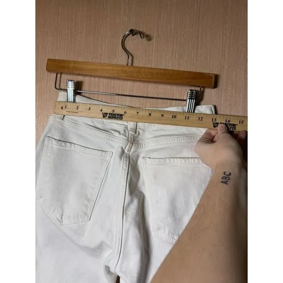 Agolde Nico high rise‎ button fly white straight leg jeans