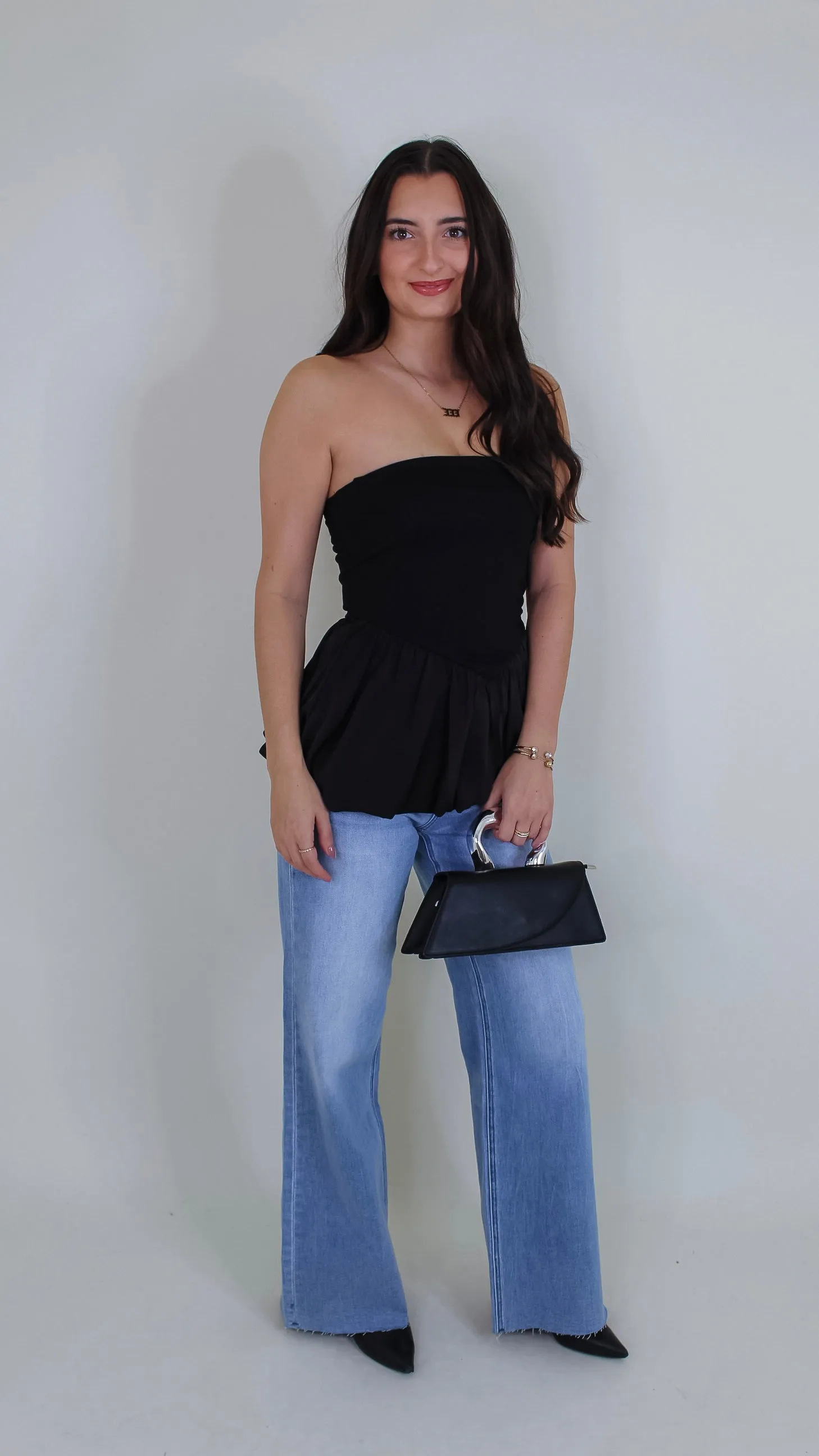 Aitana Black Peplum Top