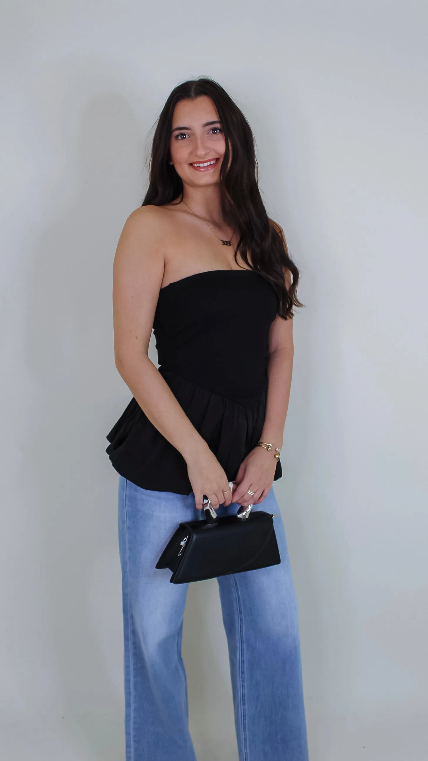Aitana Black Peplum Top