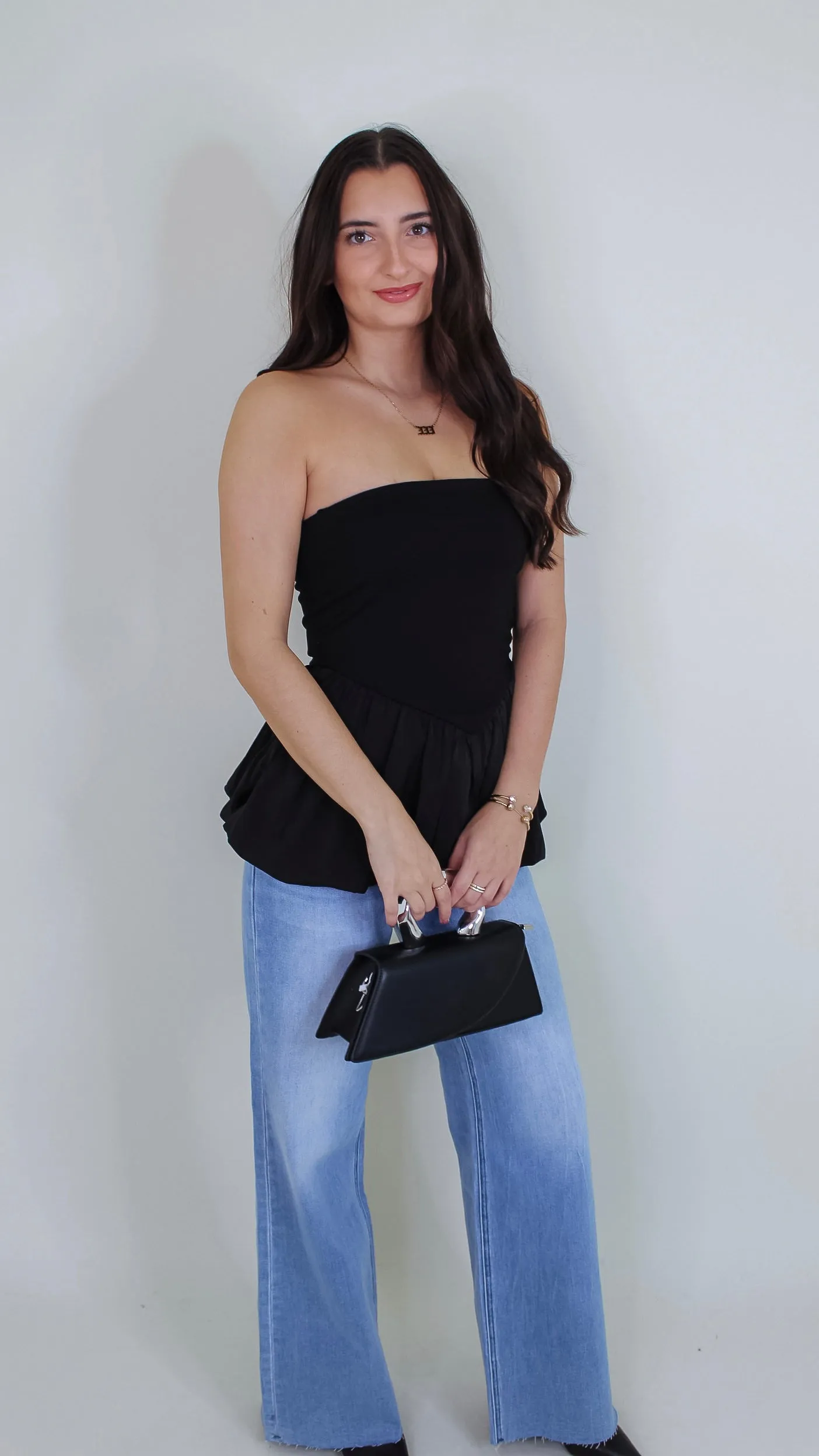 Aitana Black Peplum Top