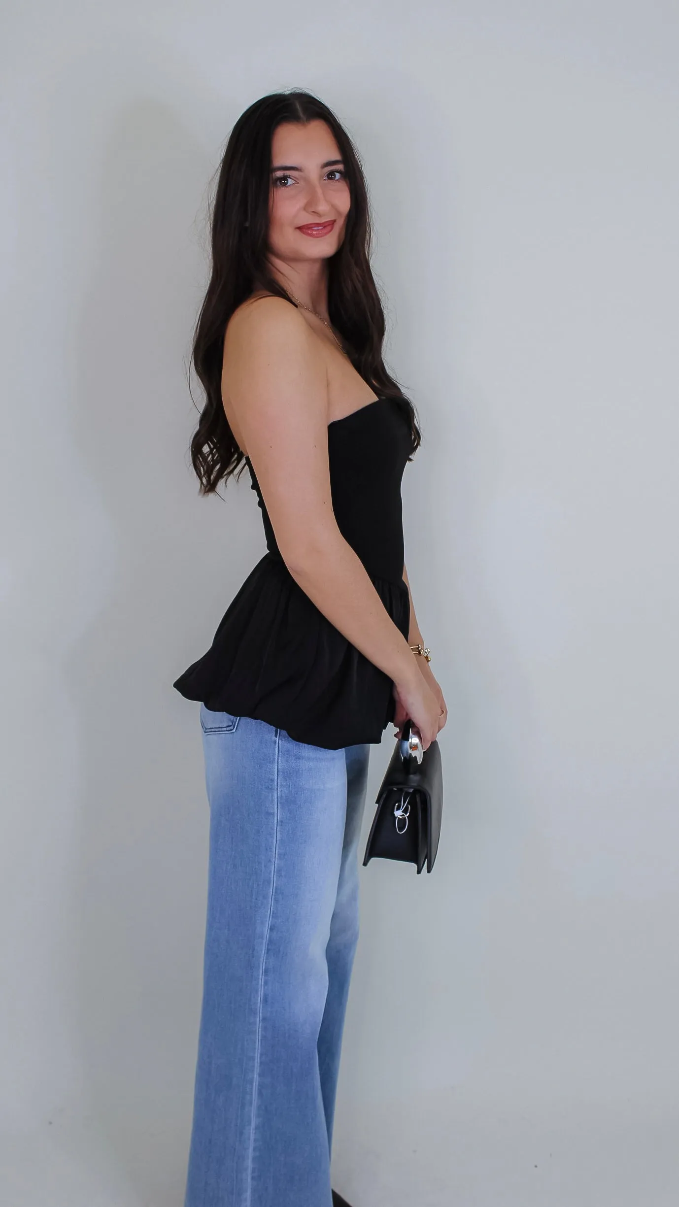 Aitana Black Peplum Top