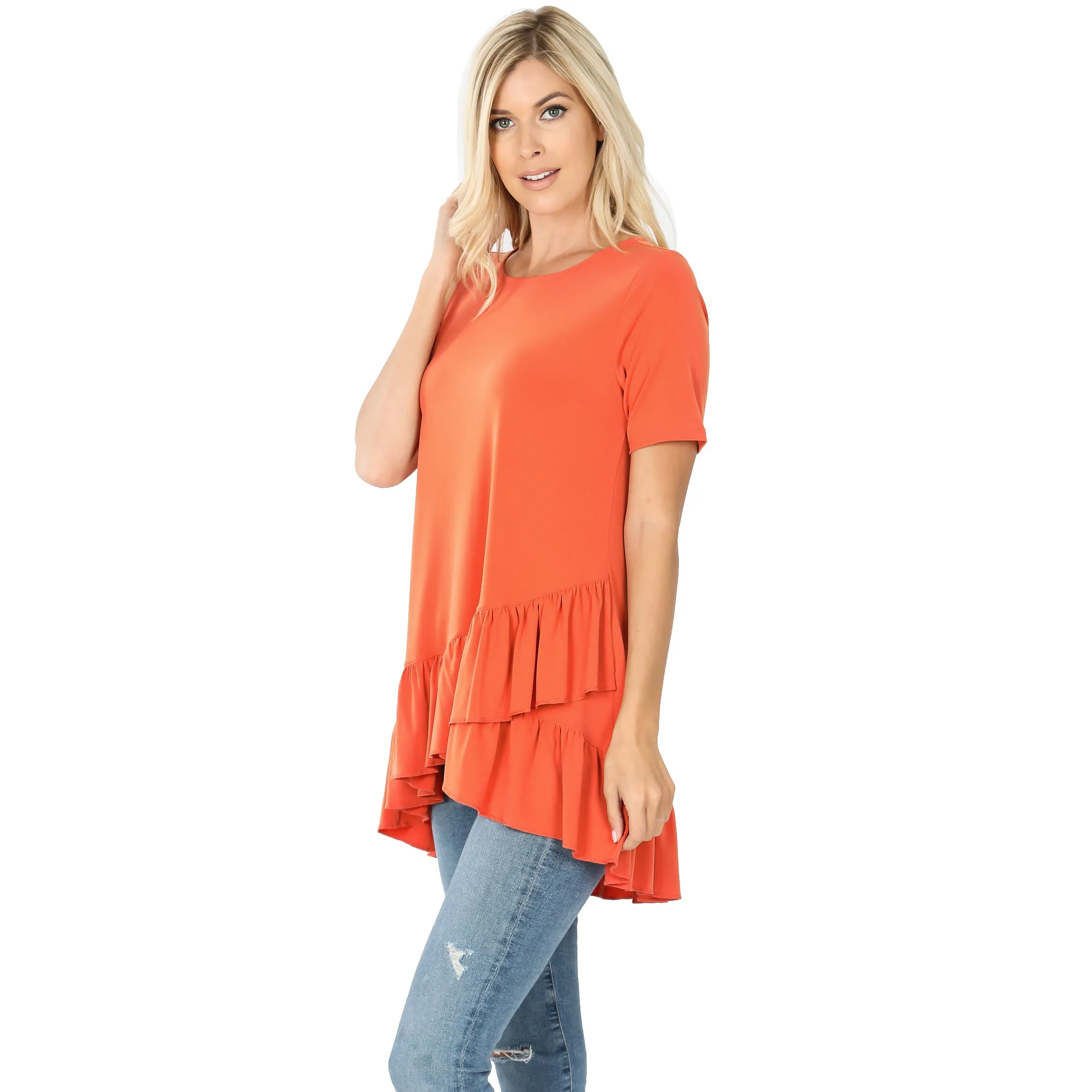 All Ruffled Up Asymmetrical Top in Mustard