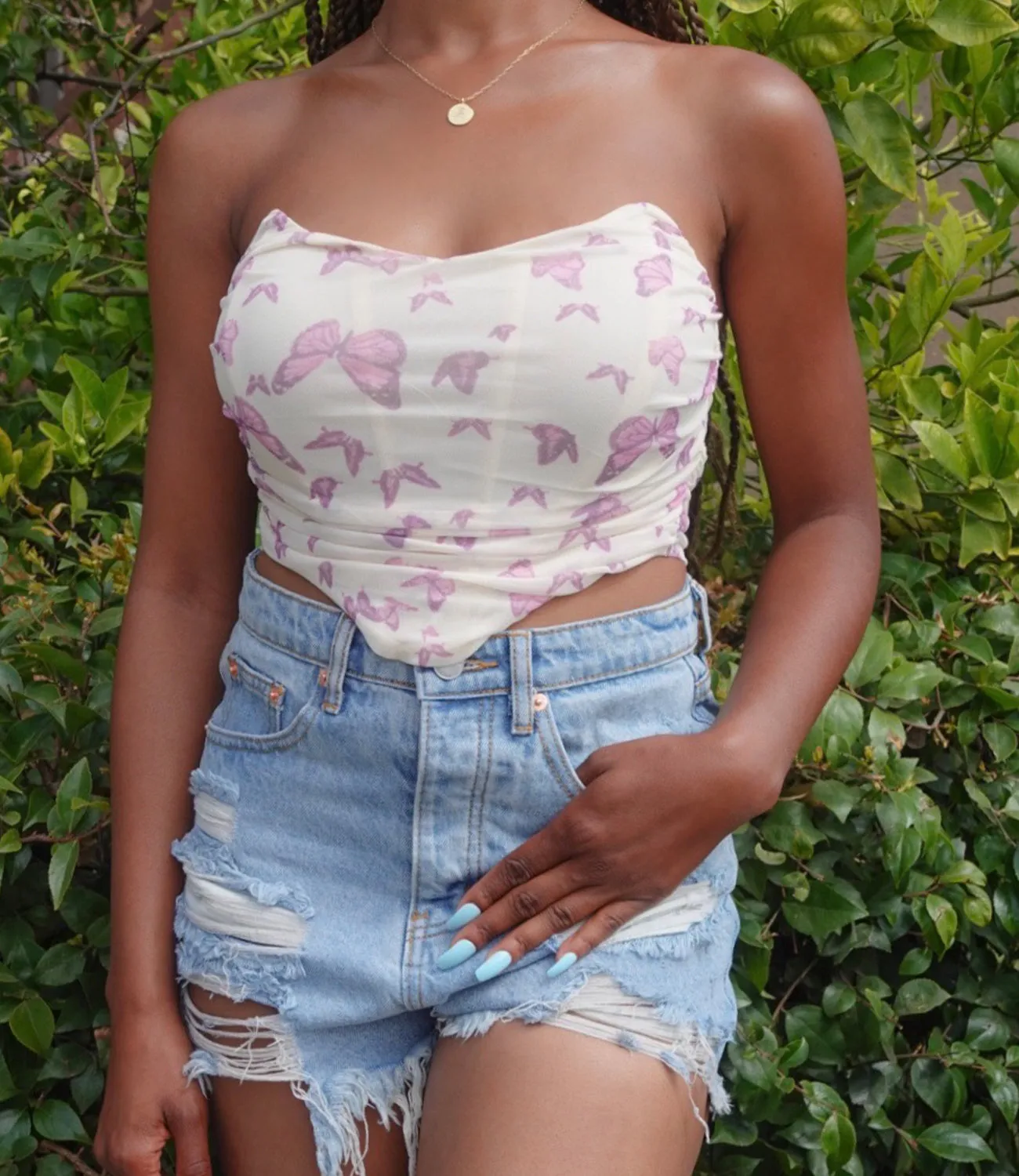 Angel Of Mine Butterfly Corset Top(Creme)