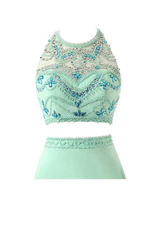 Anneprom A-Line Two Pieces Chiffon Prom Dresses Evening Dresses APB0023