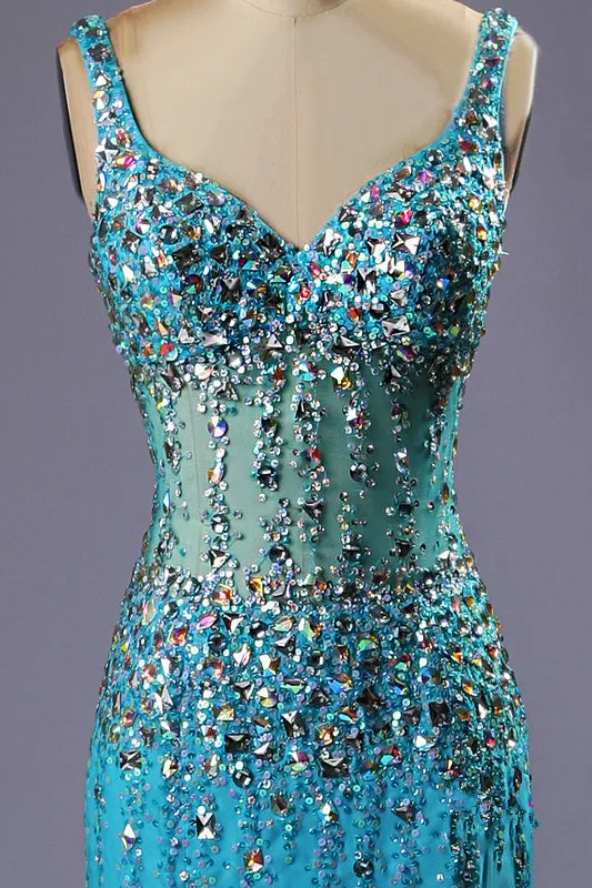 Anneprom Crystaled Sheer Bodice Sparkle Prom Dress APP0408