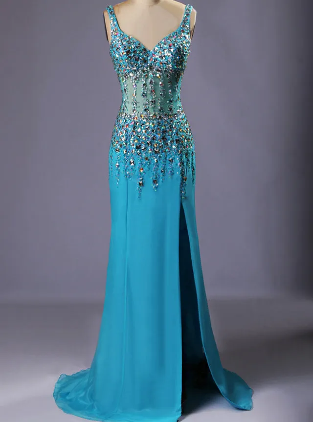 Anneprom Crystaled Sheer Bodice Sparkle Prom Dress APP0408