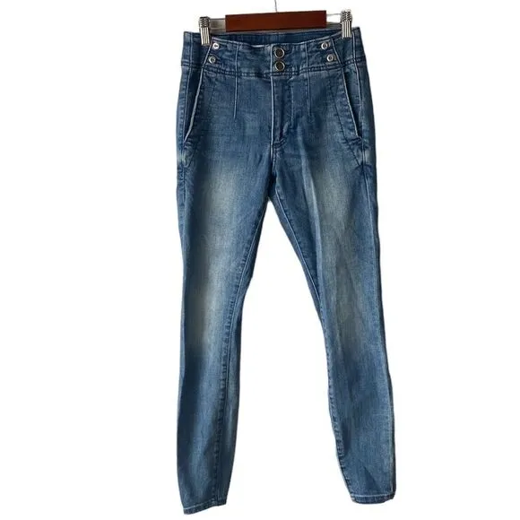 Anthropologie Pilcro Darted High-Rise Skinny Jeans in Denim Dark Wash