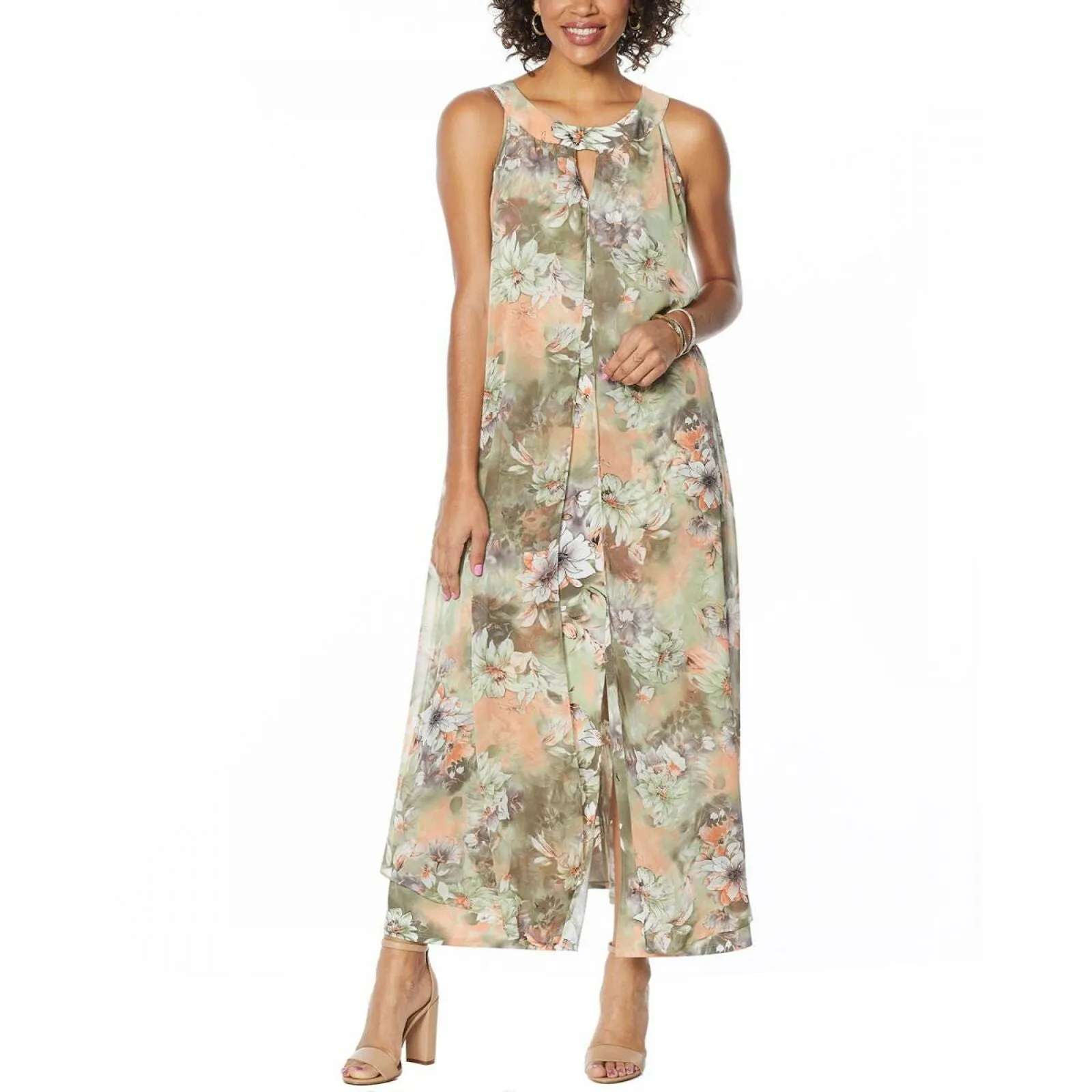 Antthony Women's Natural Flow Printed Maxi Dress And Bolero