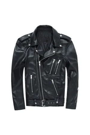 Apollo Black Leather Biker Jacket