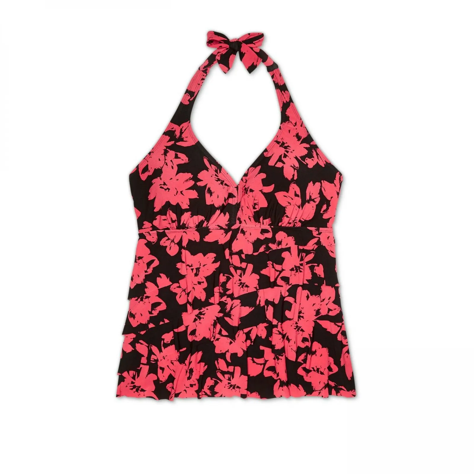 Aqua Green Women's Plus Size Ruffle Halter Tankini Top