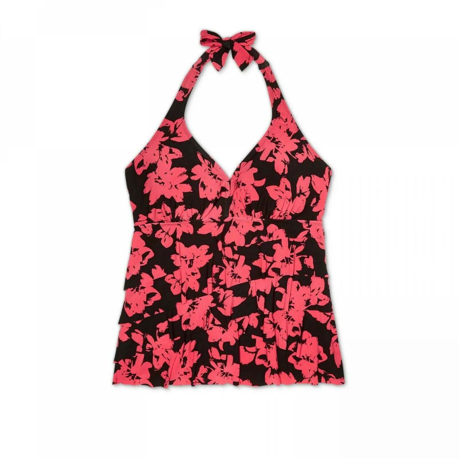 Aqua Green Women's Plus Size Ruffle Halter Tankini Top