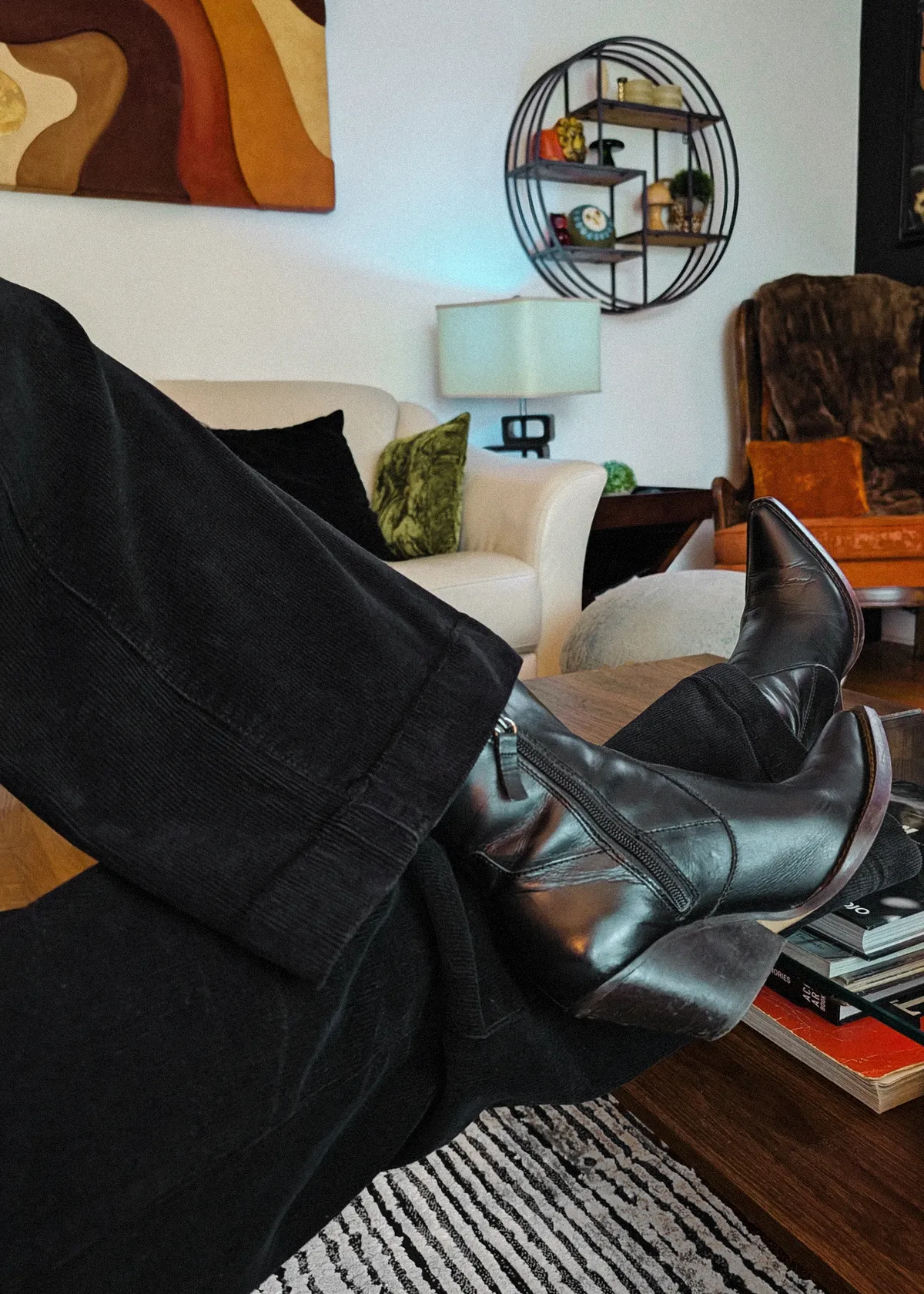 Ash Black Corduroy Sailor Pants <br> <i> ankle length </I>