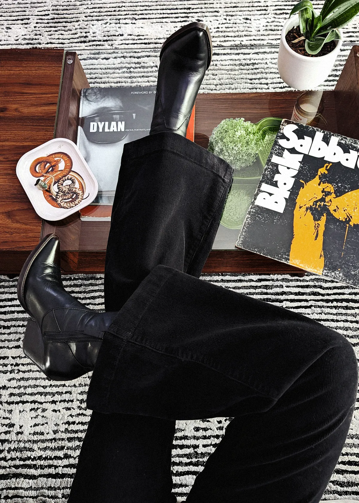 Ash Black Corduroy Sailor Pants <br> <i> ankle length </I>