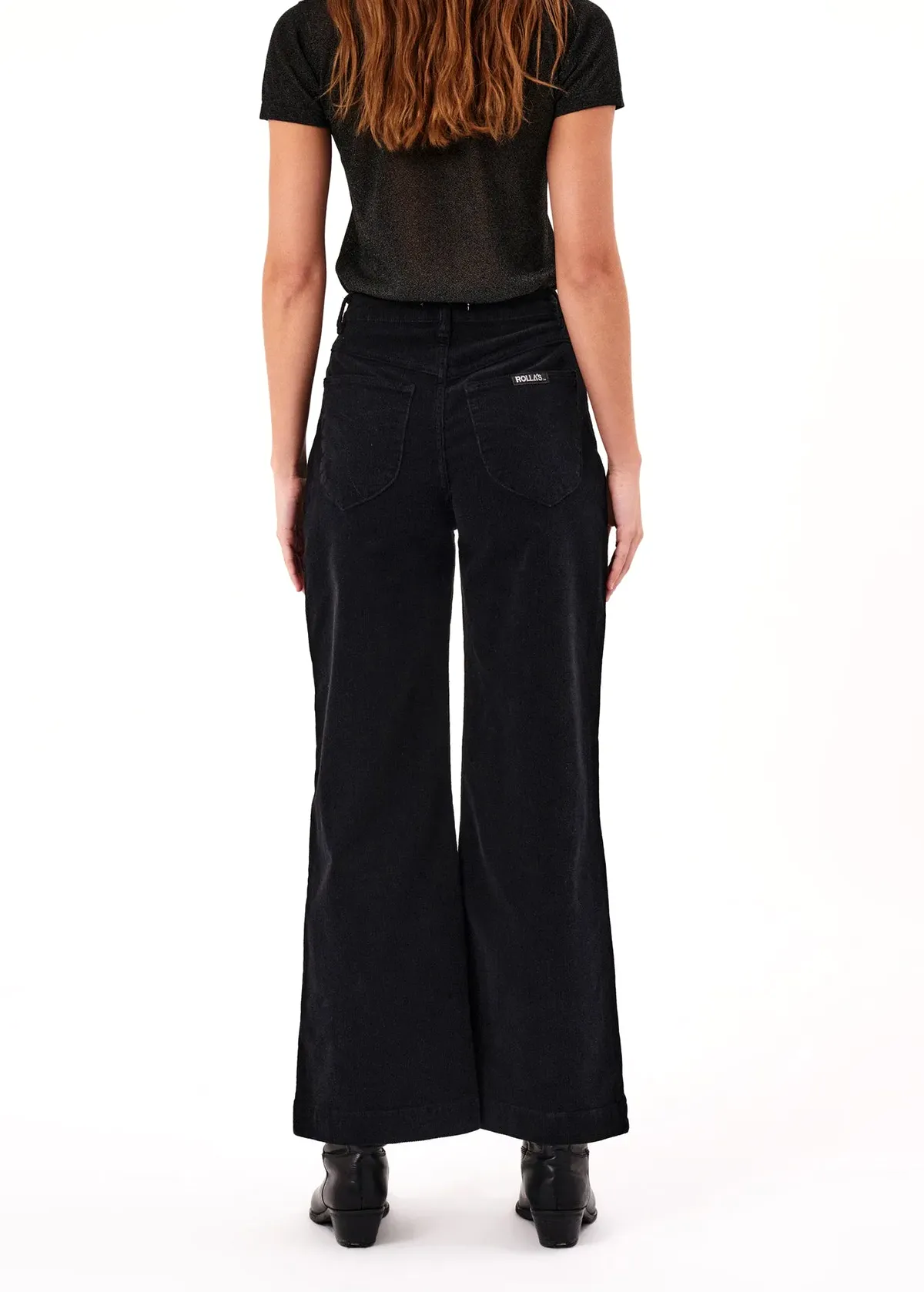 Ash Black Corduroy Sailor Pants <br> <i> ankle length </I>
