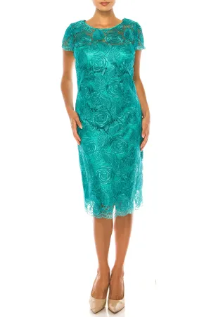 Aspeed Floral Embroidered Evening Sheath Dress