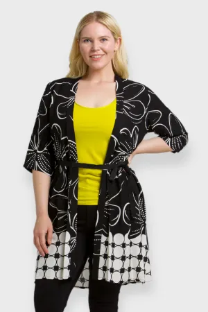 Ava Black & White Floral Duster