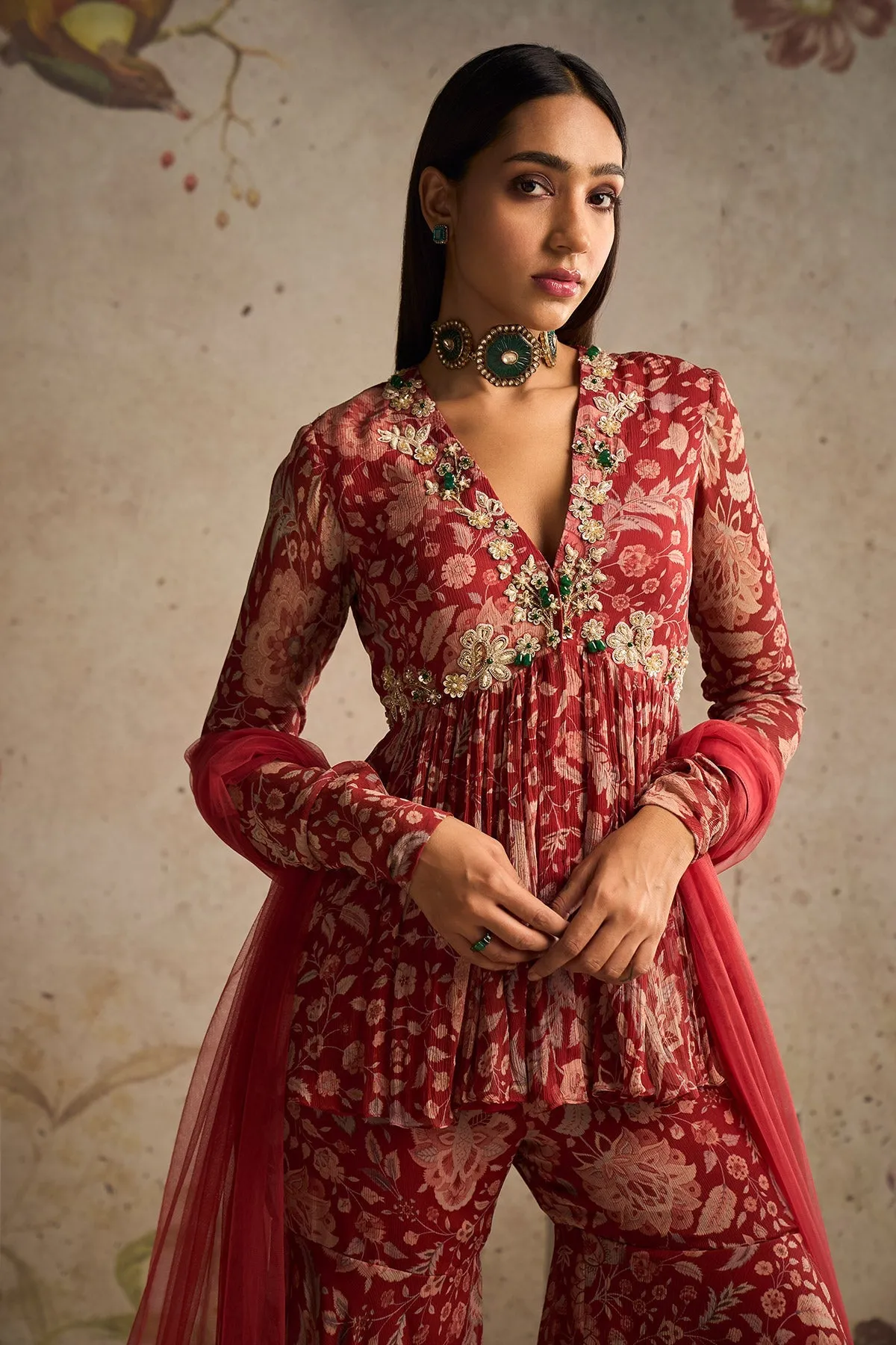 AWESPIRING PEPLUM GHARARA SET