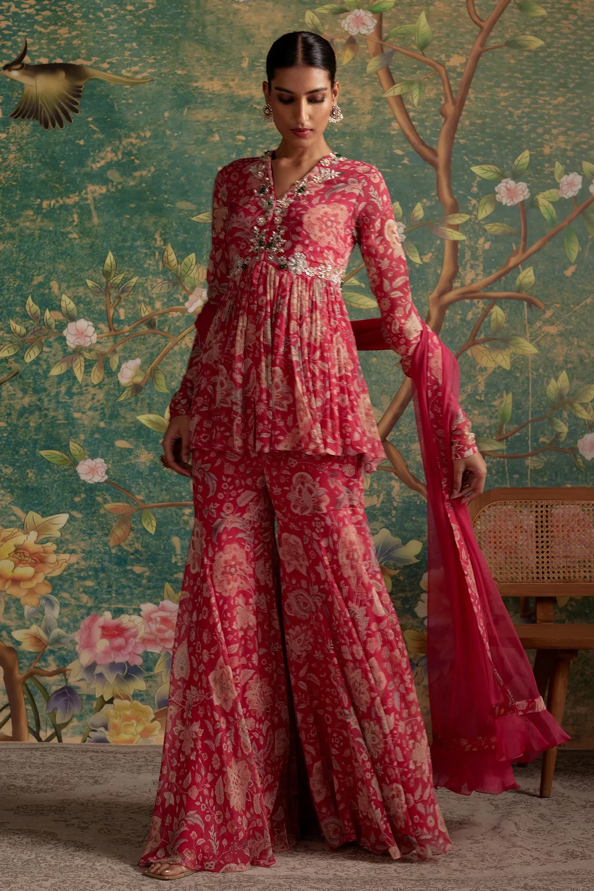 AWESPRING PEPLUM SHARARA SET