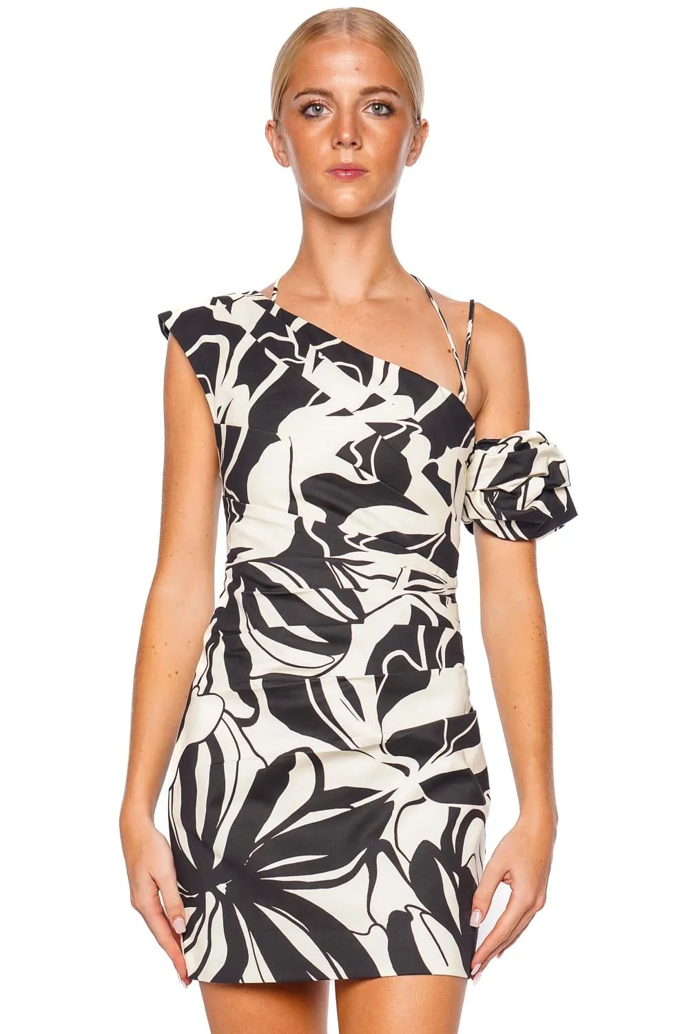 Azize Asymmetrical Draped Mini Dress