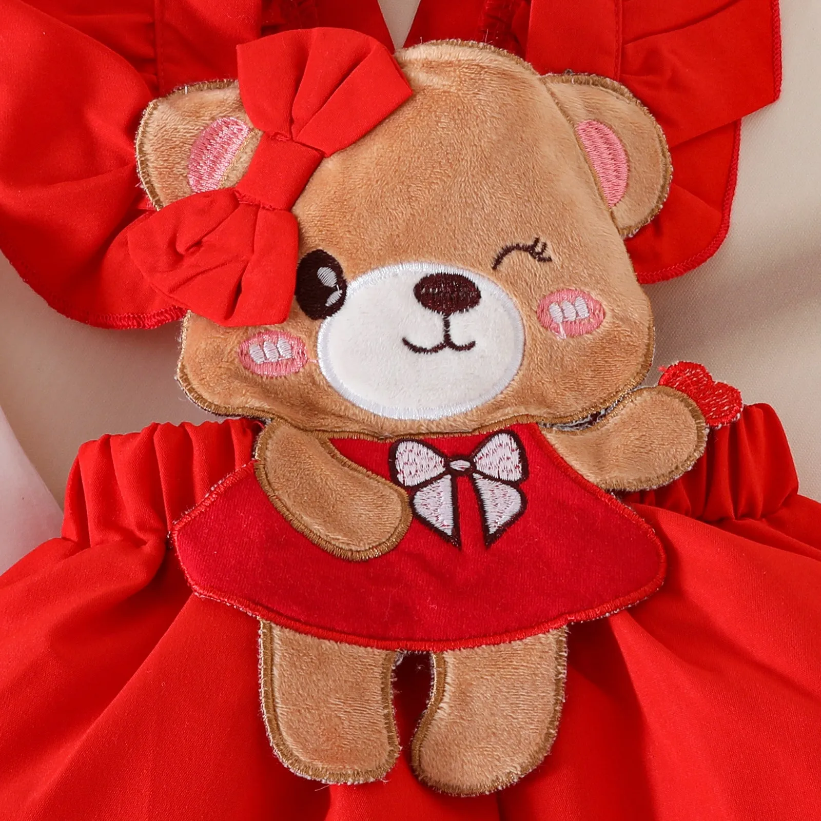 Baby jumpsuit overalls dress set for baby girl with heart short sleeves triangle romper with bear chapter ruffled dress
