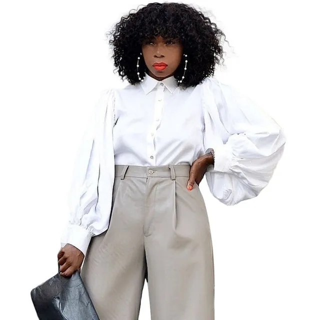 Backless Lantern Sleeve Blouse