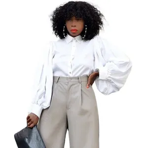 Backless Lantern Sleeve Blouse
