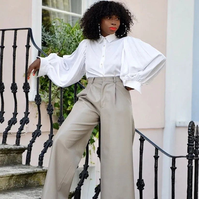 Backless Lantern Sleeve Blouse
