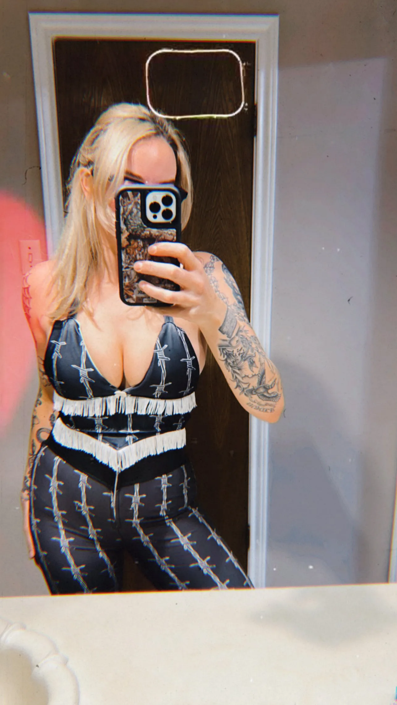 Barb Wire Halter Top With Fringe