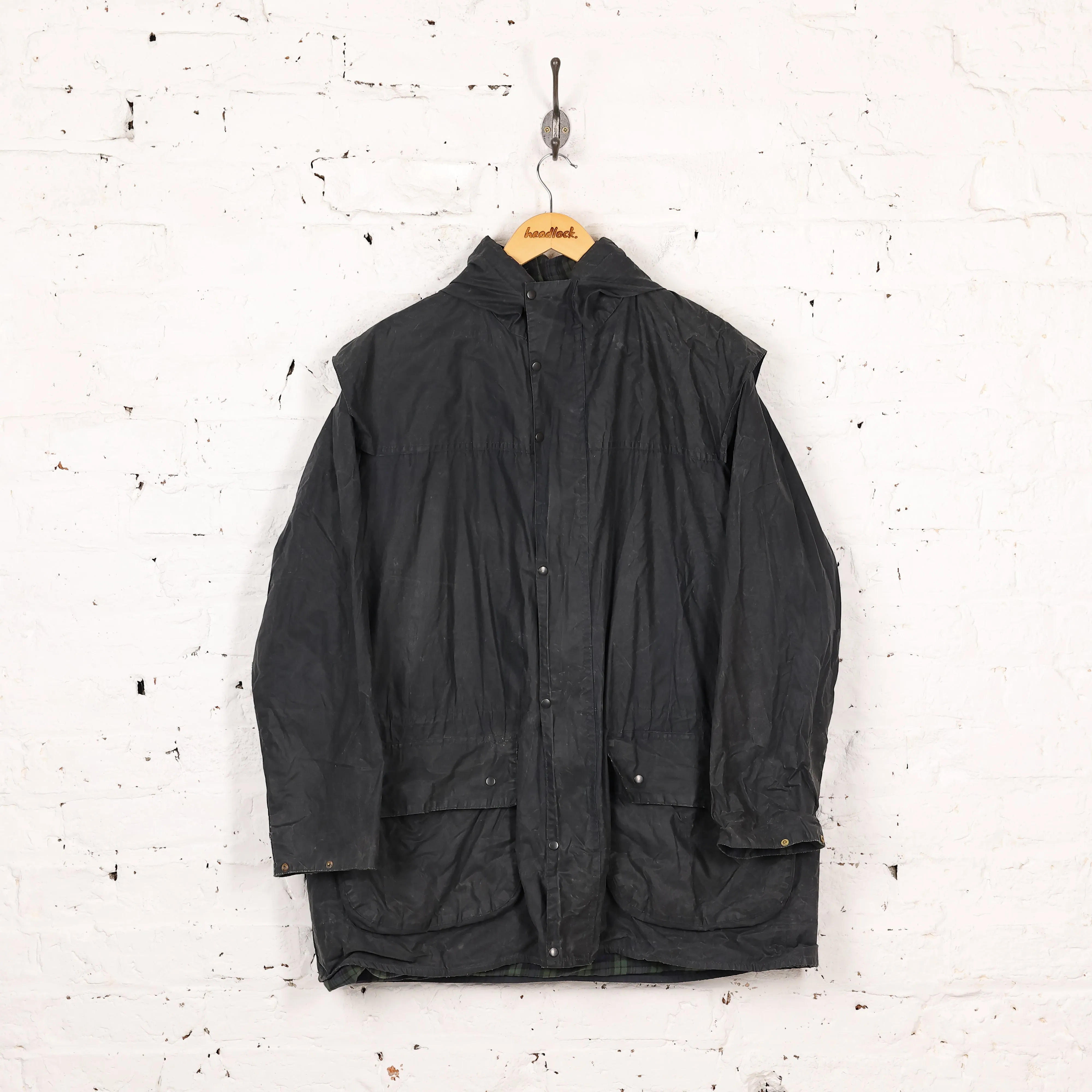 Barbour Durham Wax Jacket - Blue - L