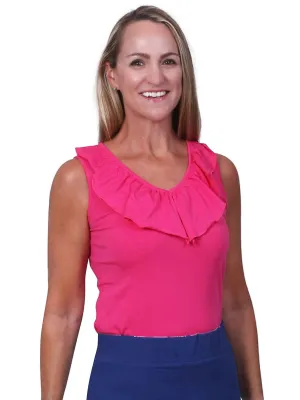 Baylor Ruffle Sleeveless Top Hot Pink