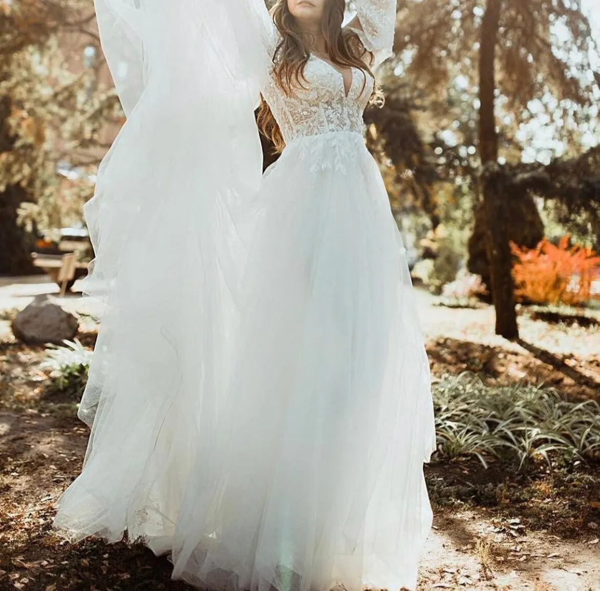 Beads Sequined Button Floor Length Sweep Train Bride Gown