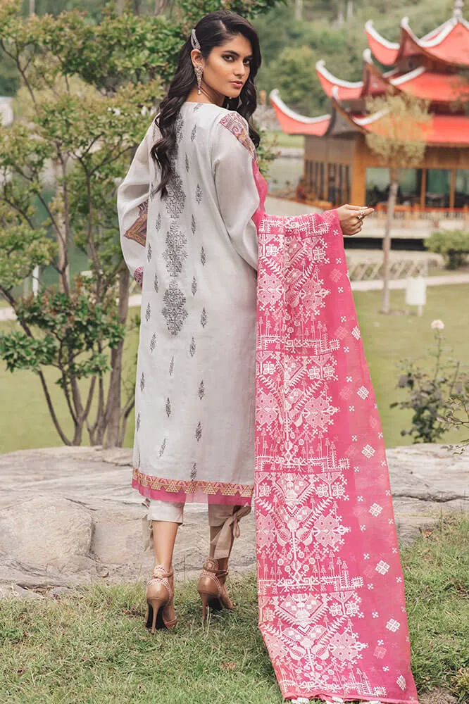 Beautiful Pakistani designer cotton outfit in lilly white color # P2371