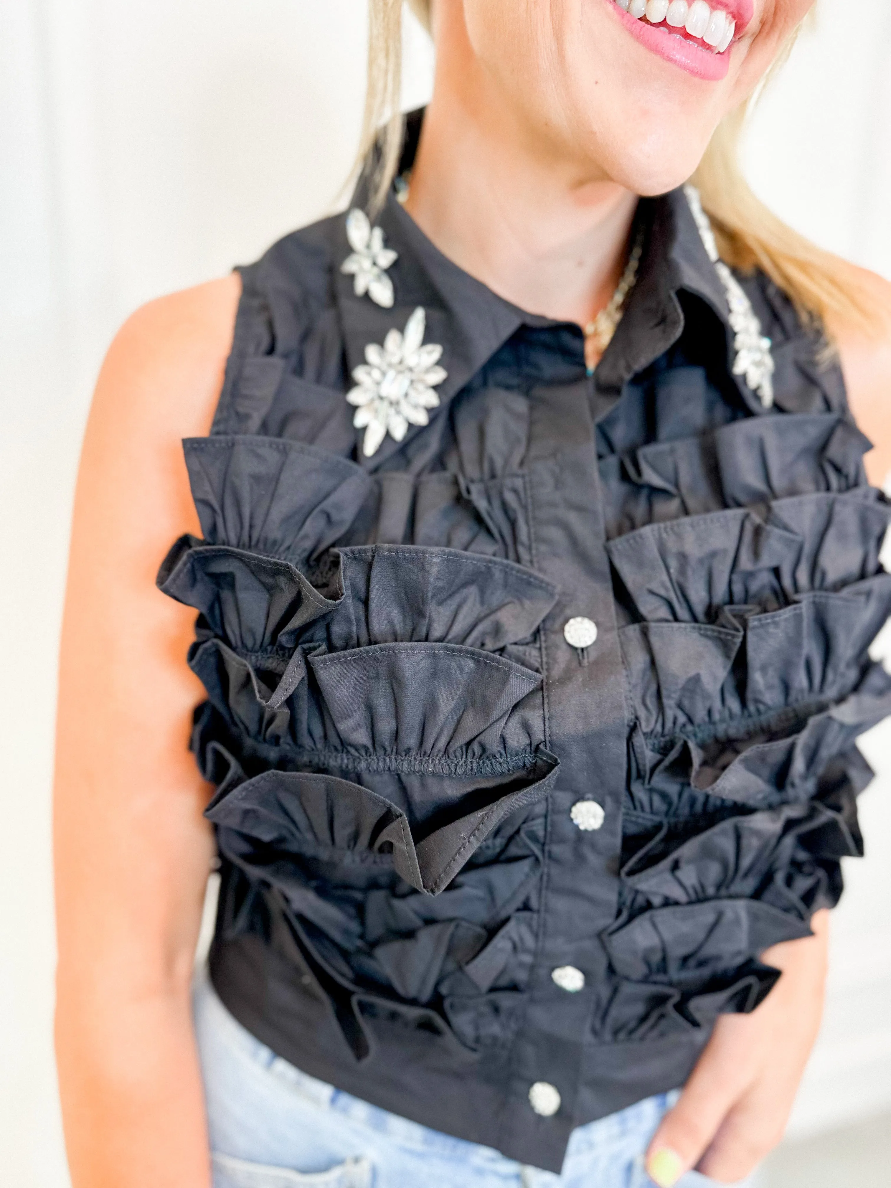 Bejeweled Ruffle Top