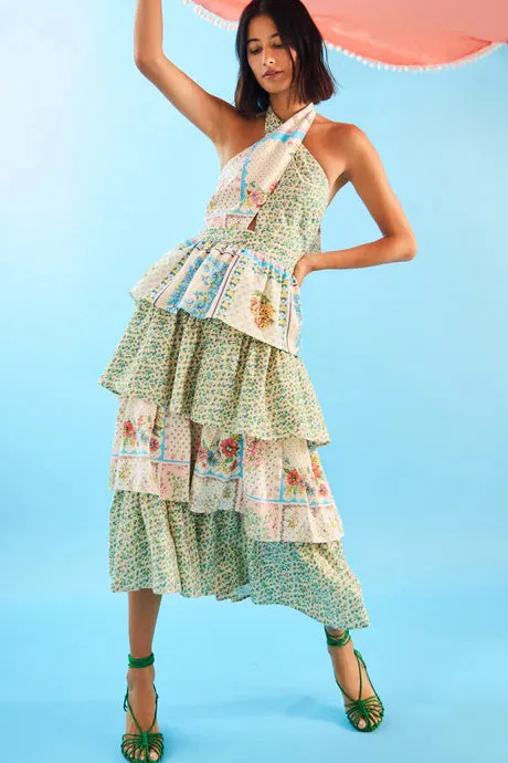 BERKLEY PATCHWORK HALTER DRESS