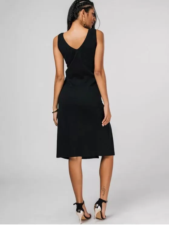 BerryBetty - Fashion Bias Cut Lace Up Pencil Tank Dress