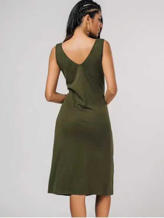 BerryBetty - Fashion Bias Cut Lace Up Pencil Tank Dress