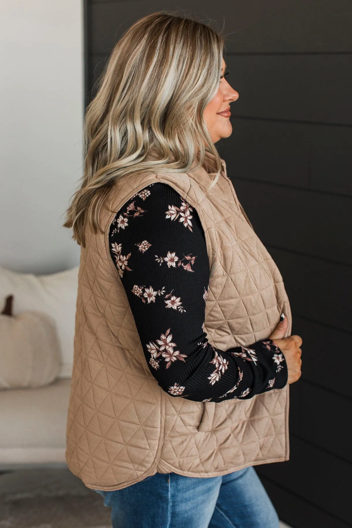 Beyond Comparison Puffer Vest- Taupe