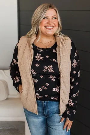Beyond Comparison Puffer Vest- Taupe