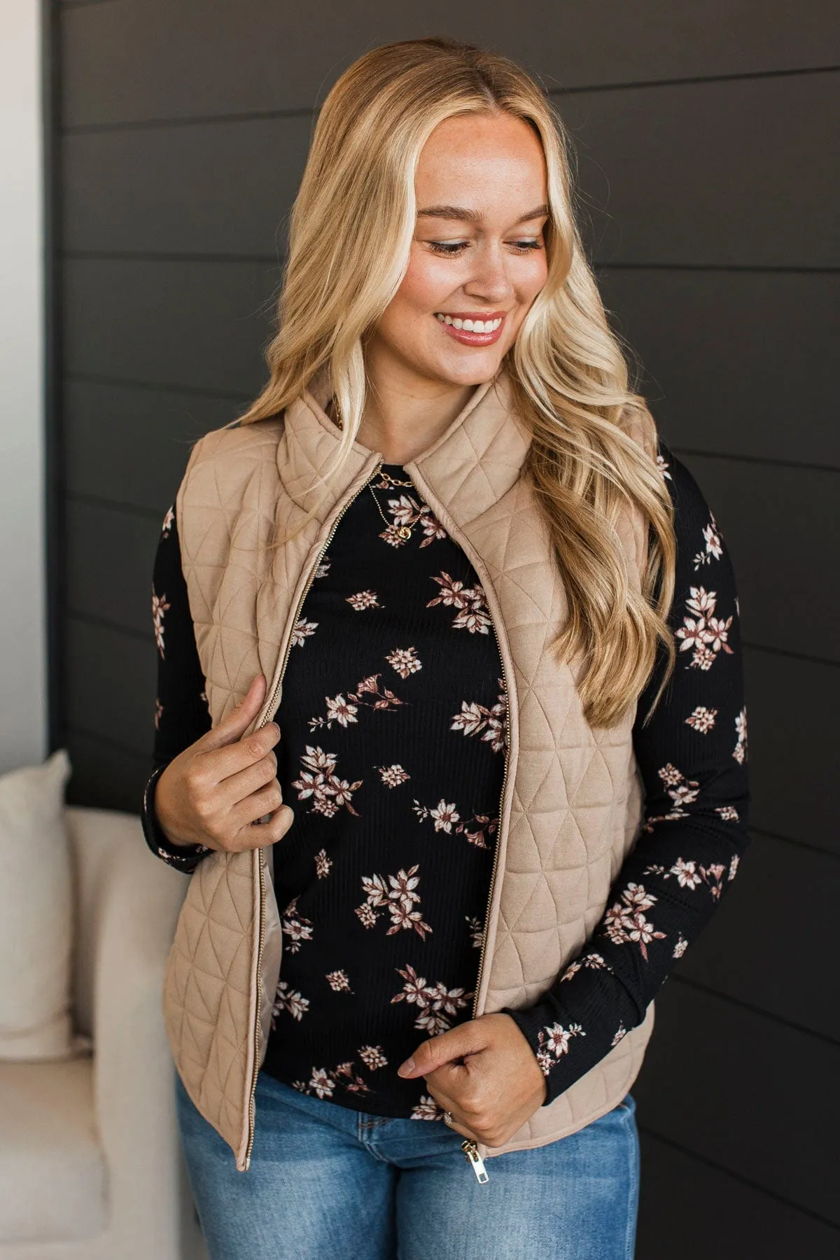 Beyond Comparison Puffer Vest- Taupe