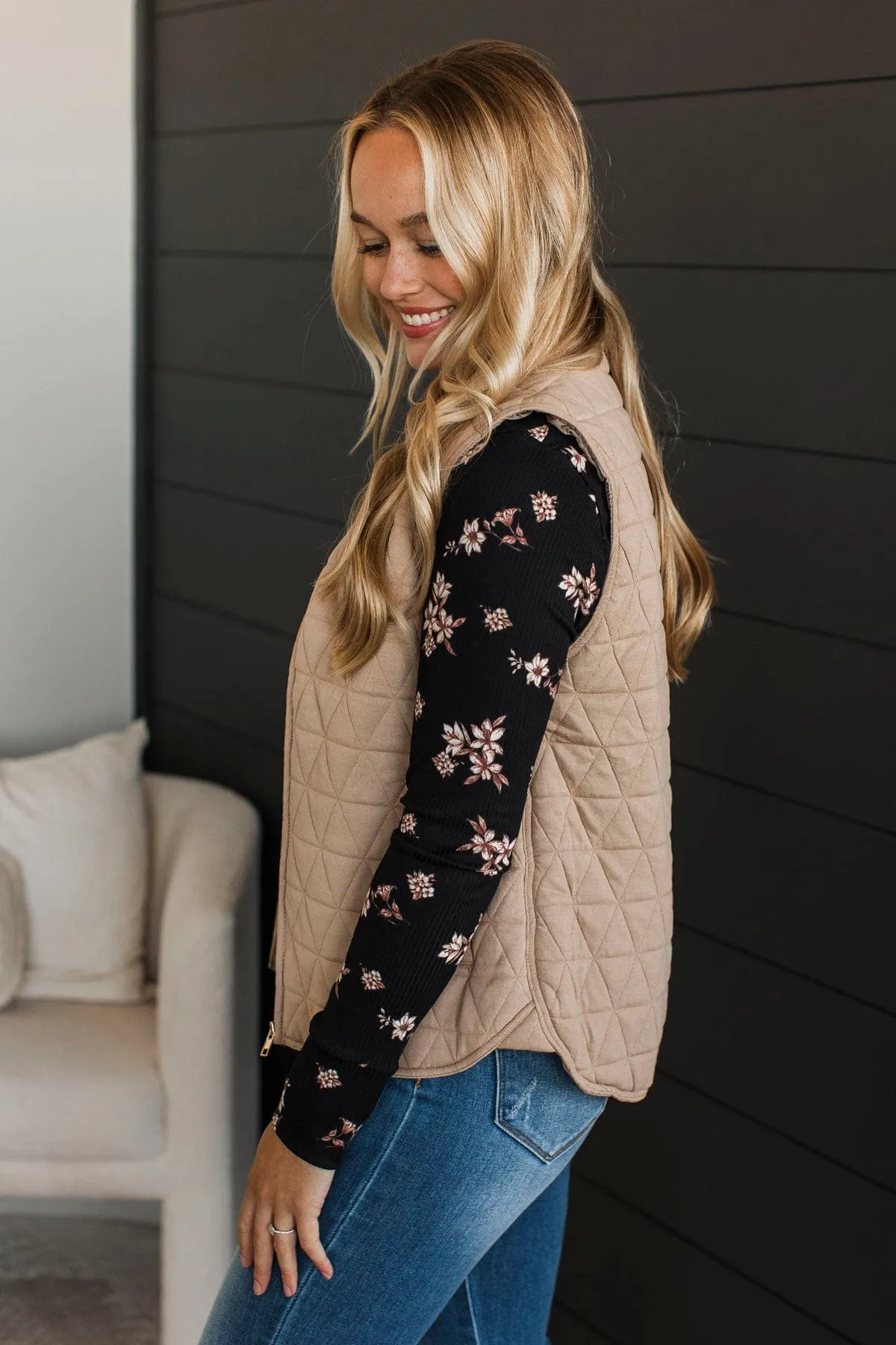 Beyond Comparison Puffer Vest- Taupe