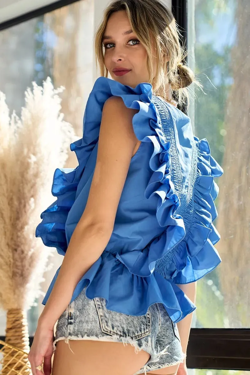 BiBi Woven Ruffled Top