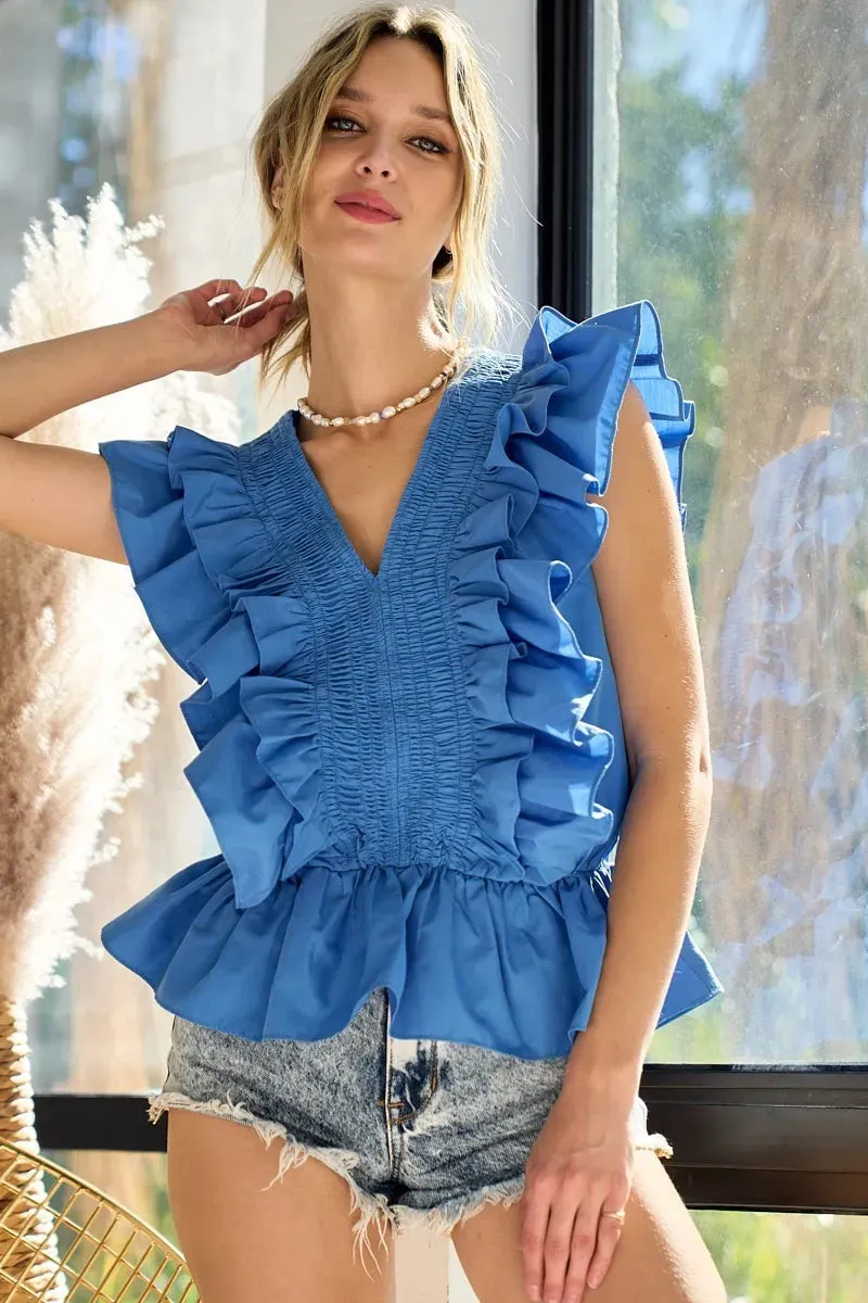 BiBi Woven Ruffled Top