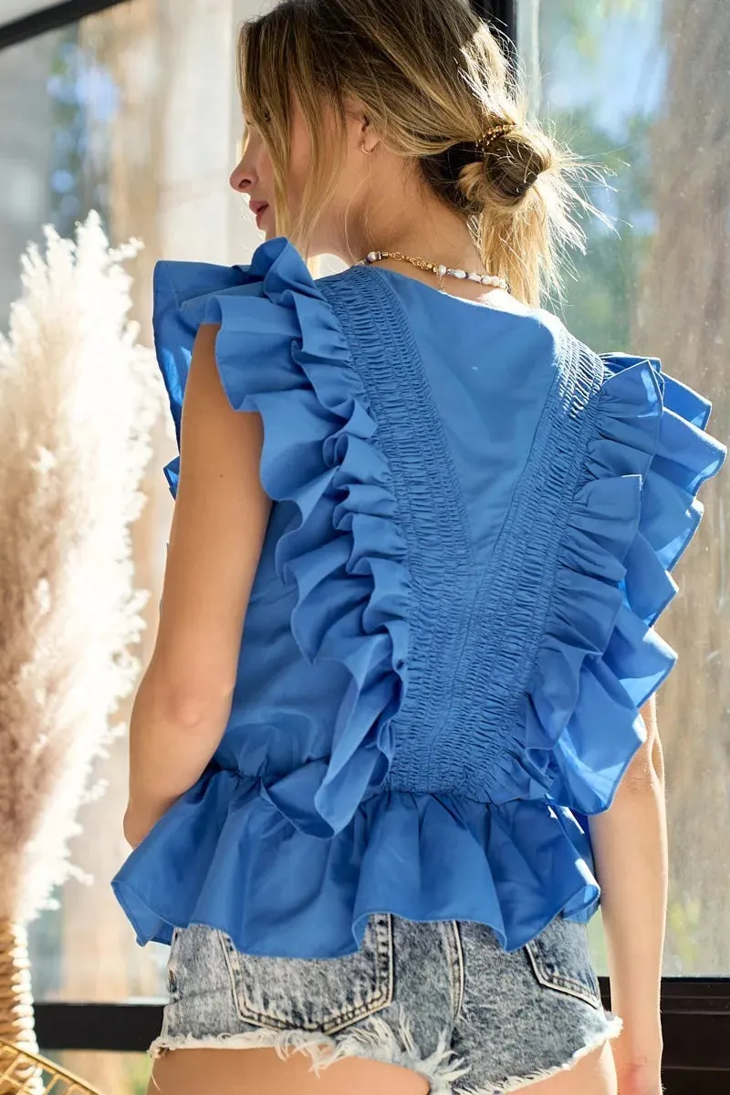 BiBi Woven Ruffled Top