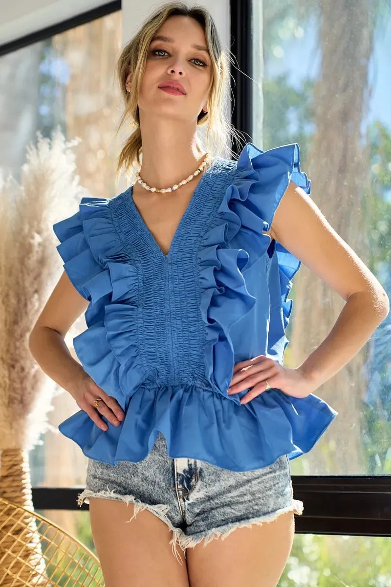 BiBi Woven Ruffled Top