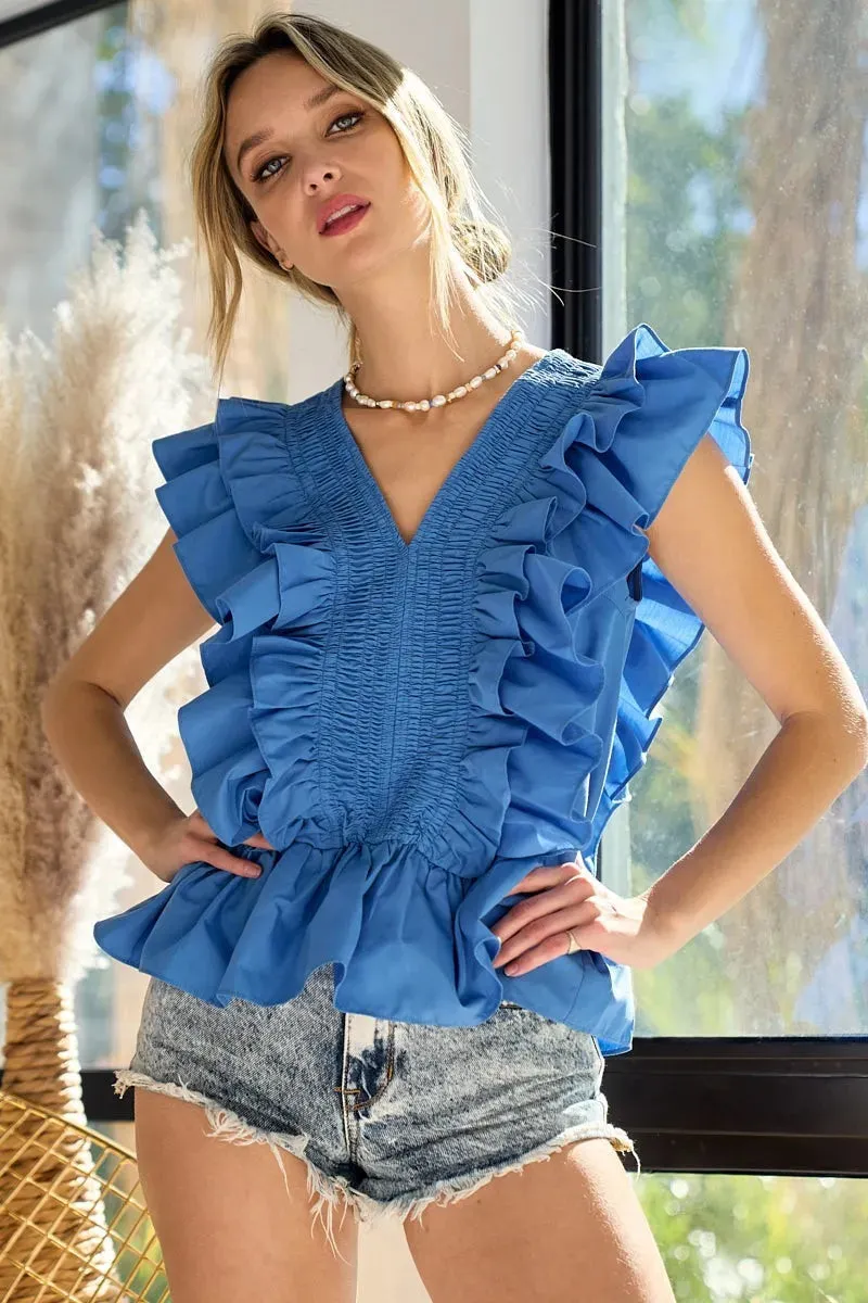 BiBi Woven Ruffled Top