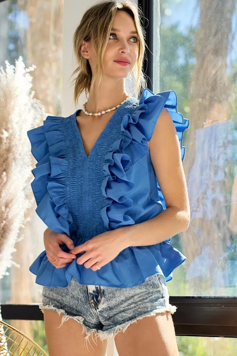 BiBi Woven Ruffled Top