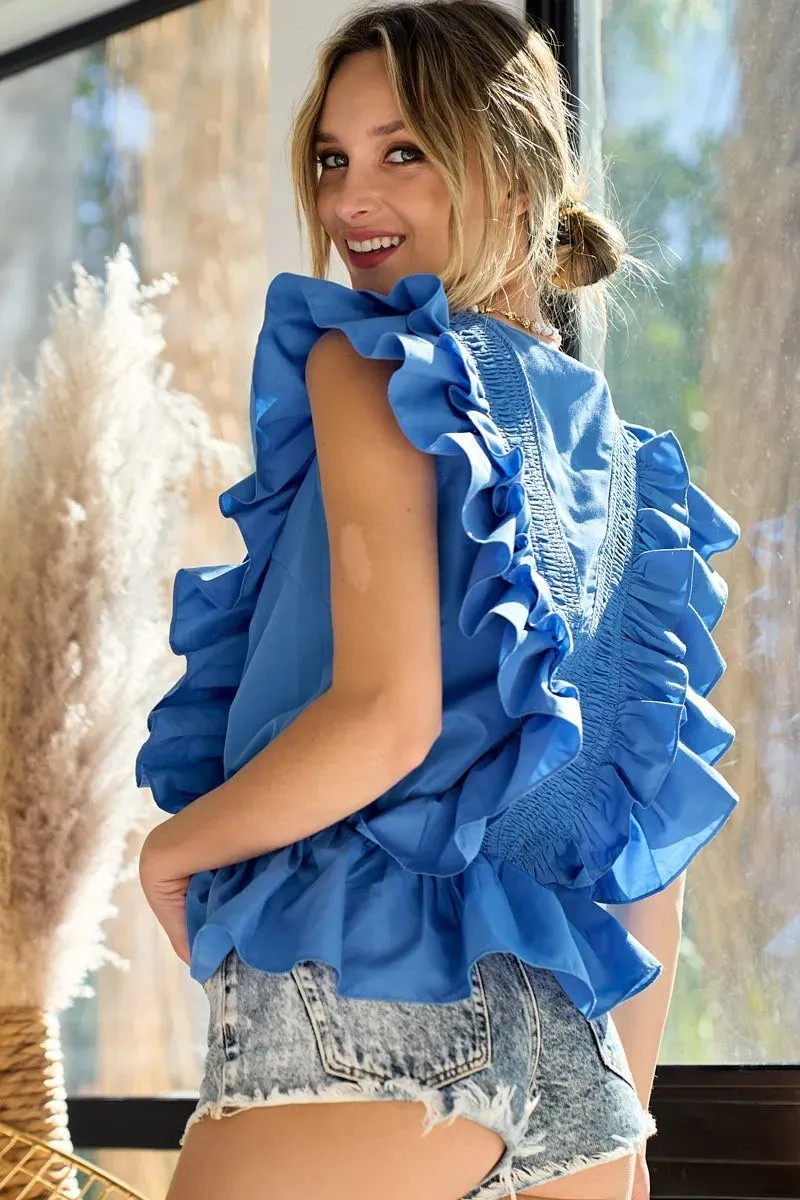 BiBi Woven Ruffled Top