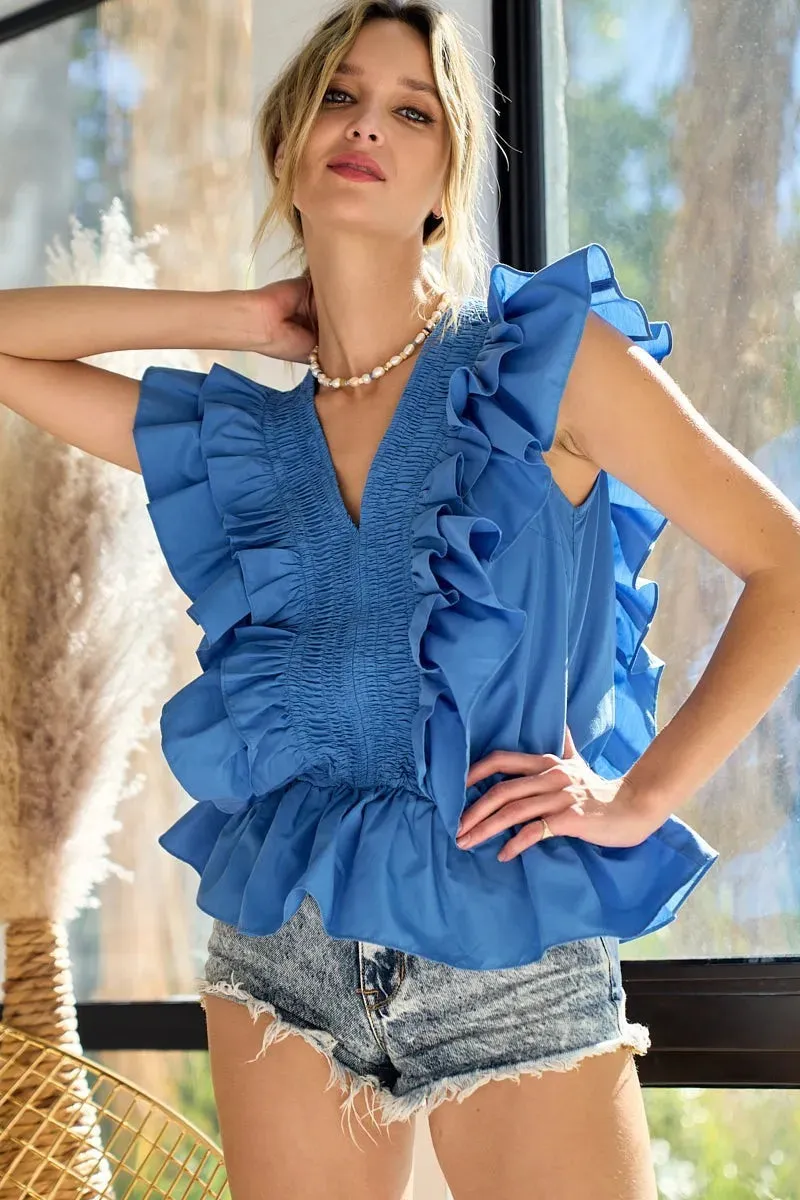 BiBi Woven Ruffled Top