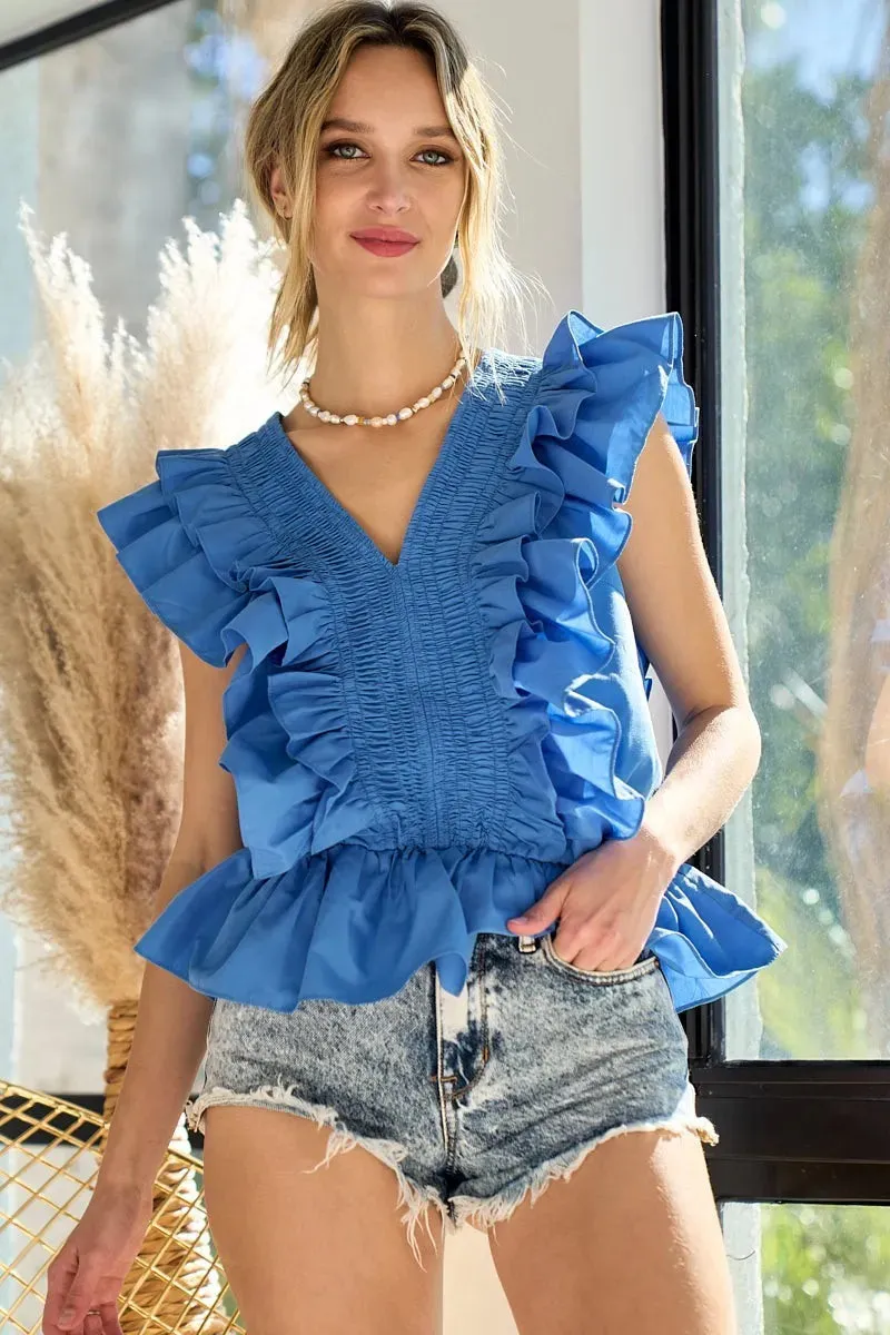 BiBi Woven Ruffled Top