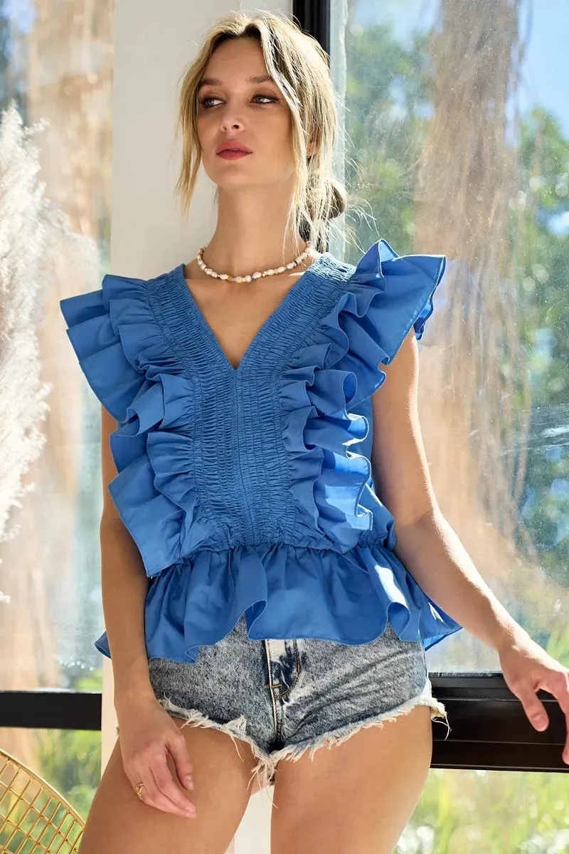 BiBi Woven Ruffled Top